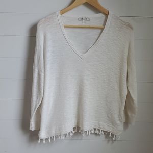 Madewell White Tassel Sweater